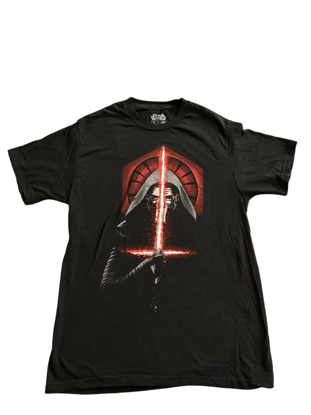 Star Wars Kylo Ren Red Lightsaber Graphic T Shirt Black Mens Medium